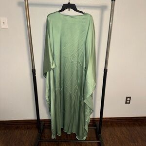 SHEIN Satin Maxi Caftan Dress in Sage Green